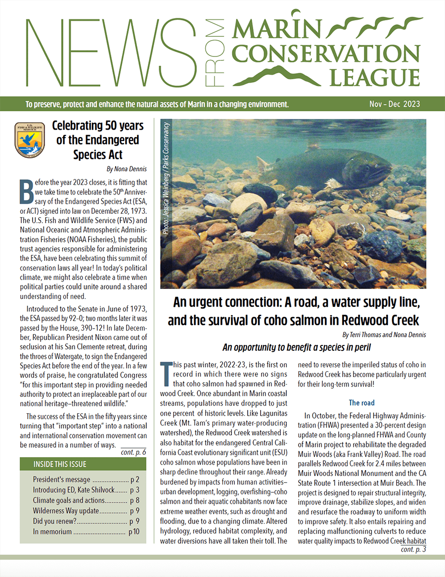 MCL Newsletter: Nov-Dec 2023 - Marin Conservation League